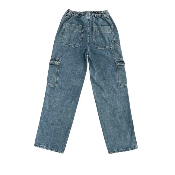 Simple Society Womens Blue Elastic Waist Straight Denim Cargo Jeans Size 3/26 - Picture 7 of 8